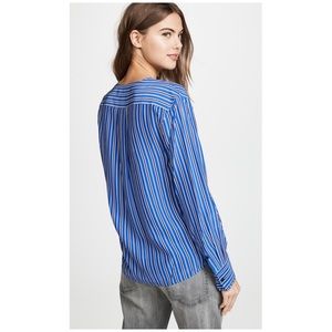 RAG & BONE Felix Stripe Popover Blue White Blouse